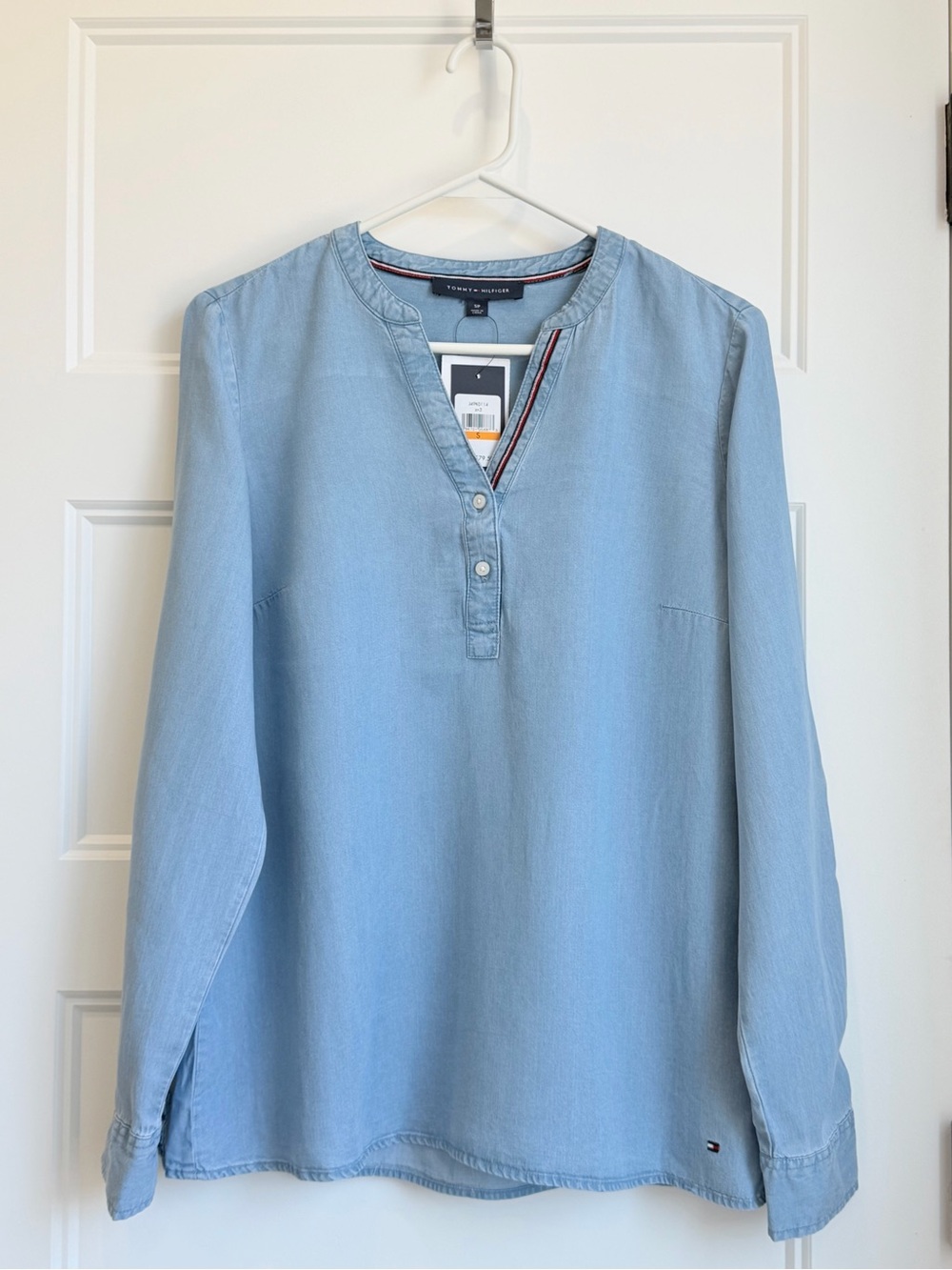 Tommy Hilfiger Light Blue Denim Button-Front Henley